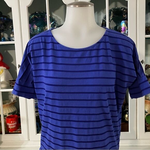 Chico’s Purple - Deep Purple Stripe Side-Tie Tee Sz iSmall - Picture 2 of 8